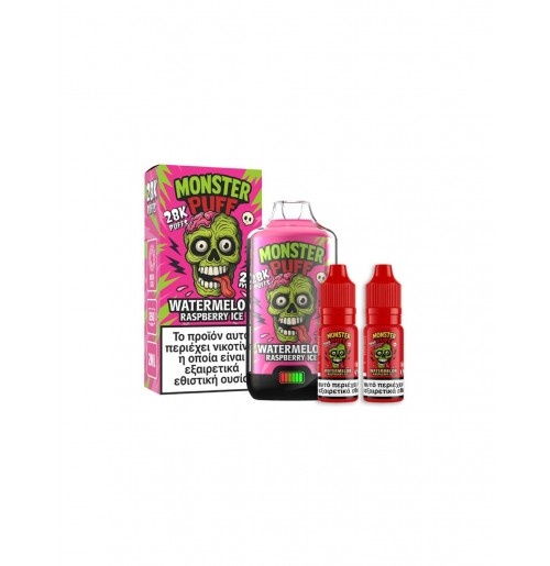 Monster Puff 28K  WatermelonRaspberry Ice Συσκευή 2ml & 2x10ml 20mg
